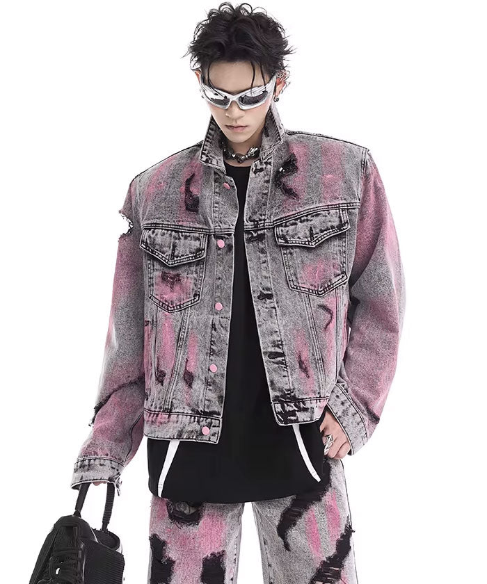 Painted Denim Jacket デニムジャケット メンズ ペイント ダメージ クラッシュ ジャケット デニム Gジャン ジージャン –  JIK:LL ONLINE STORE