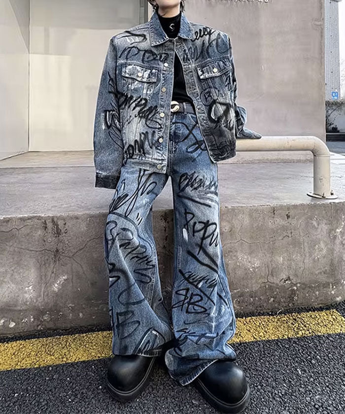 Graffiti design denim set up