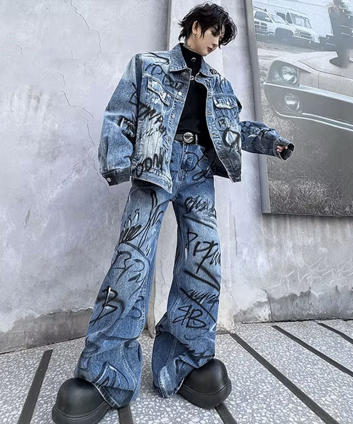 Graffiti design denim set up