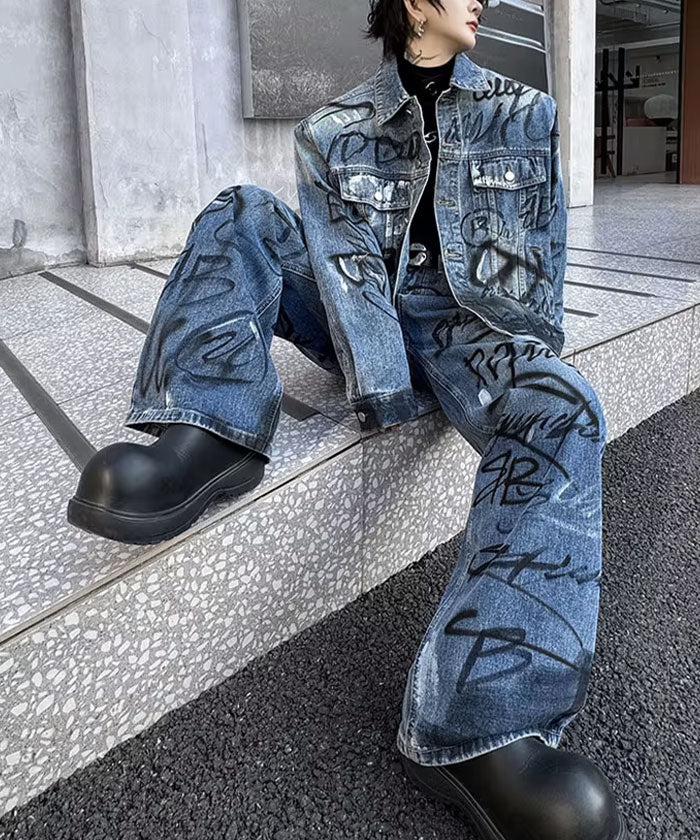 Graffiti design denim set up