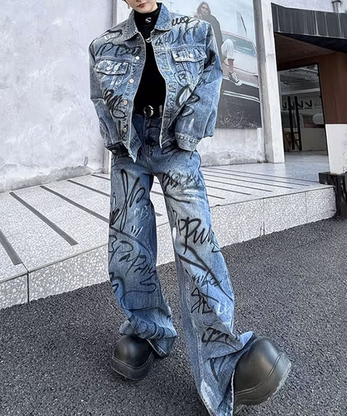 Graffiti design denim set up