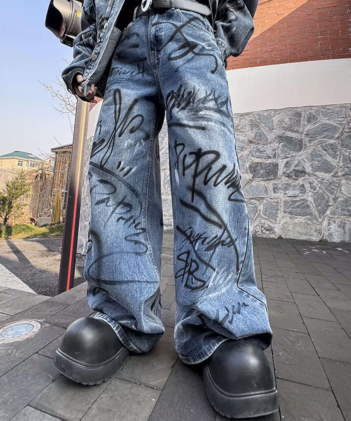 Graffiti design denim set up