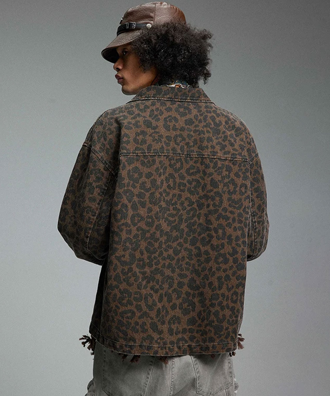 Leopard print zip-up jacket