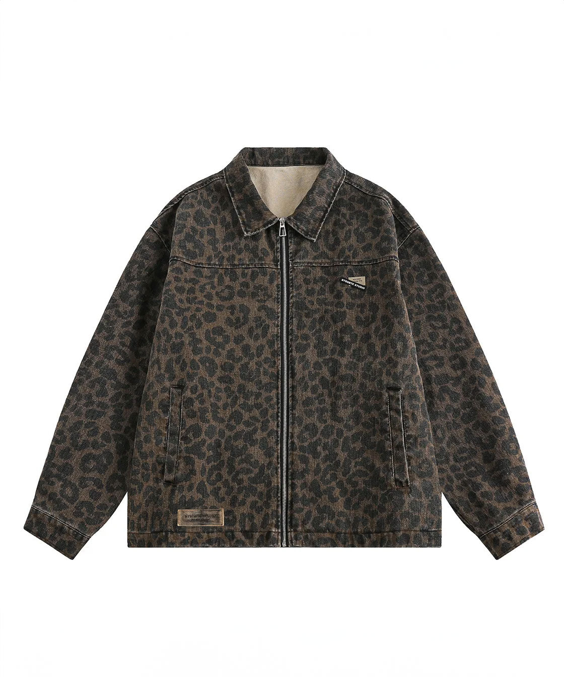 Leopard print zip-up jacket