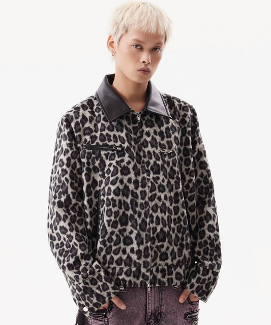 Leopard pattern drizzler jacket