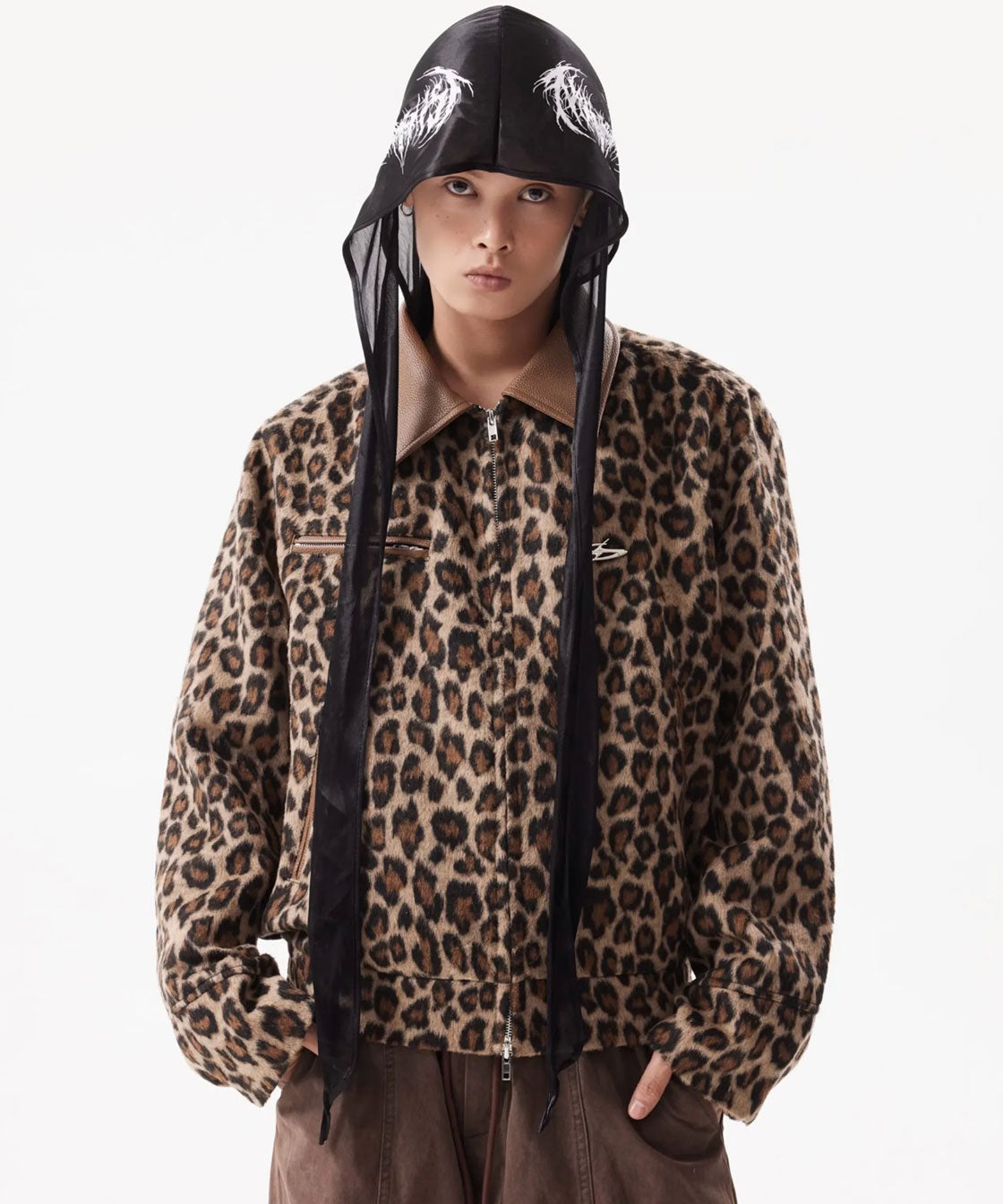 Leopard pattern drizzler jacket