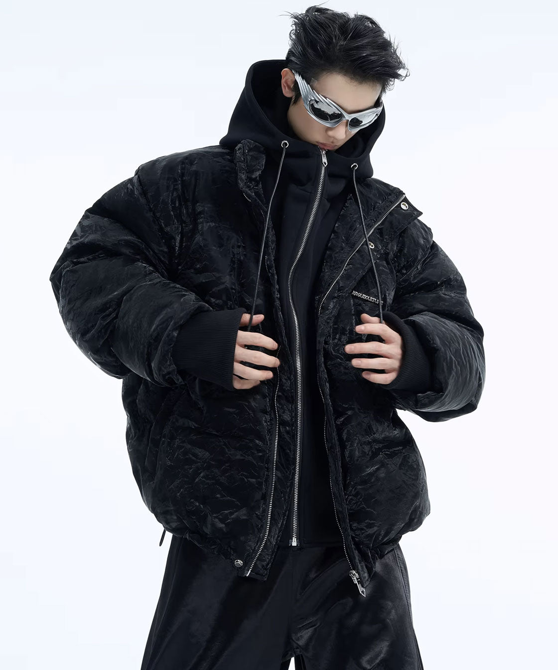 Fake hood padded jacket