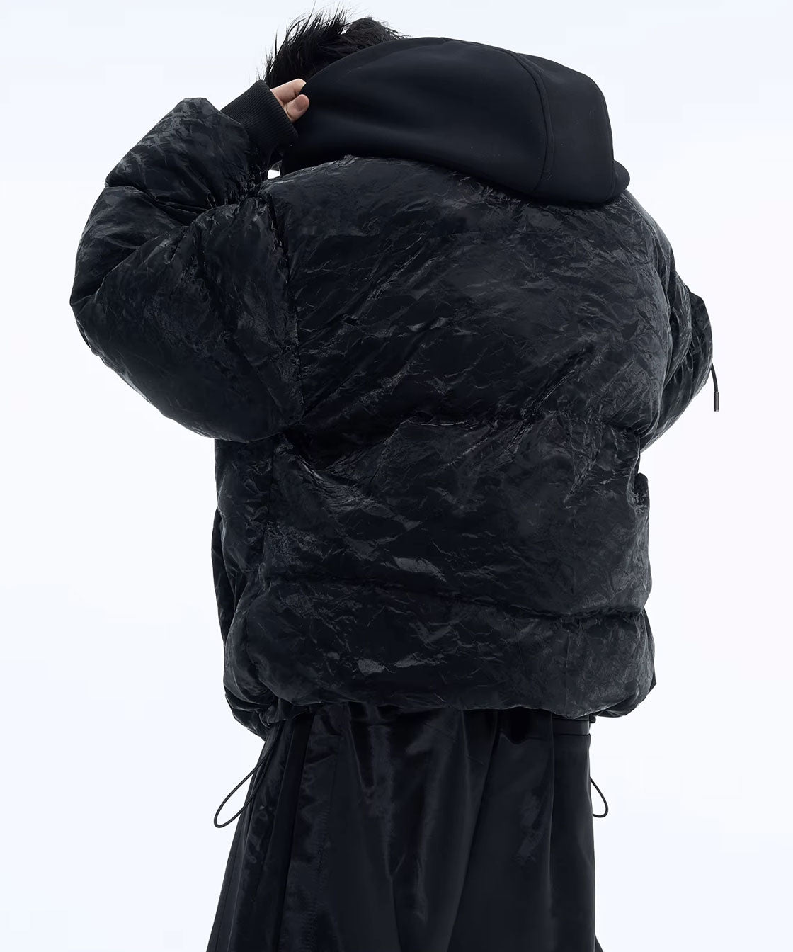 Fake hood padded jacket