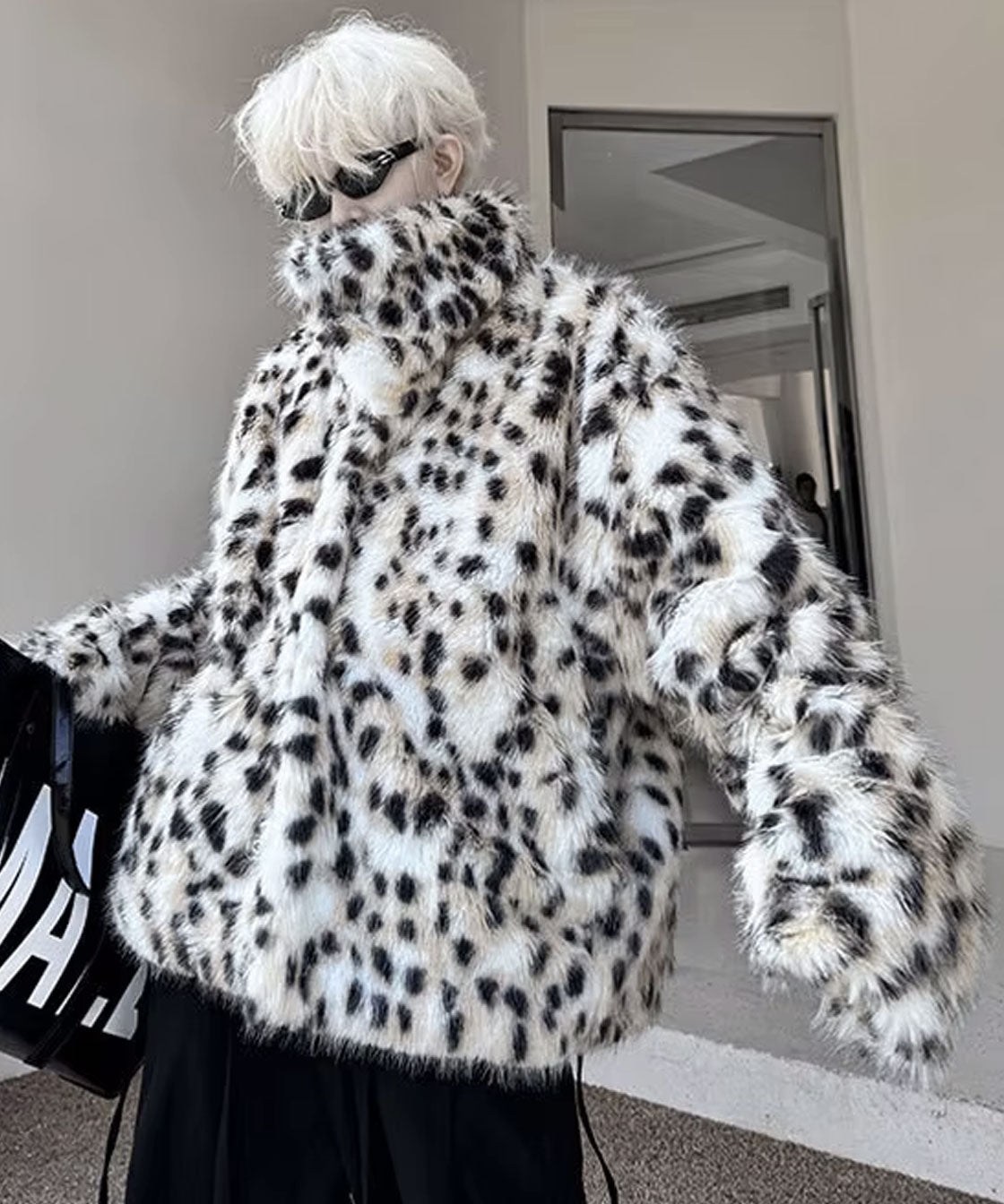 Leopard fake fur jacket