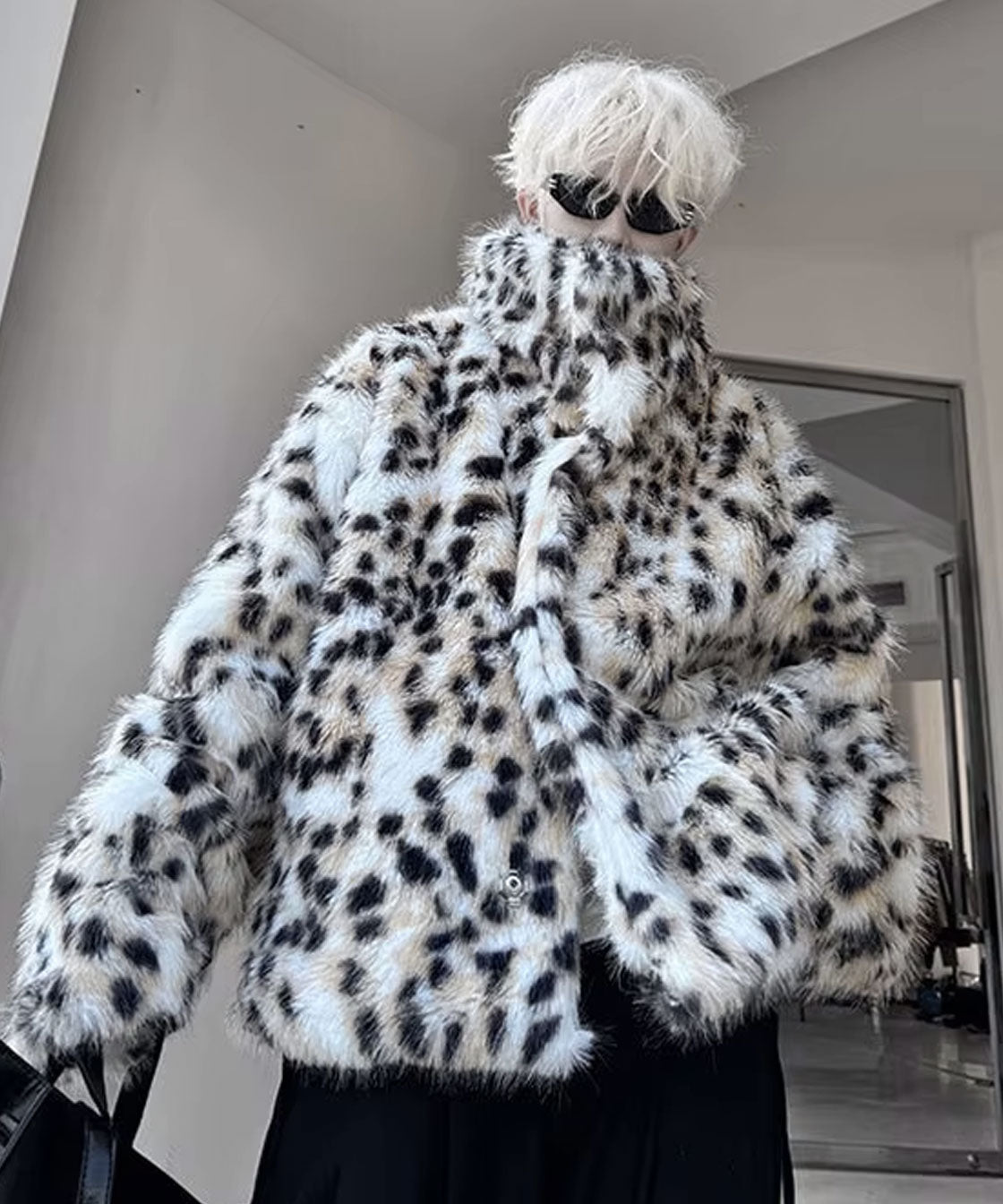 Leopard fake fur jacket