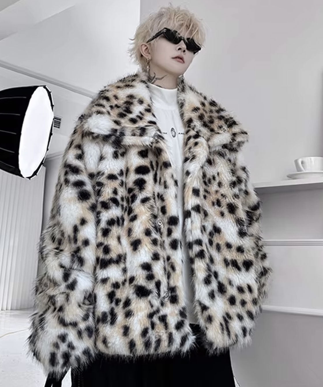 Leopard fake fur jacket