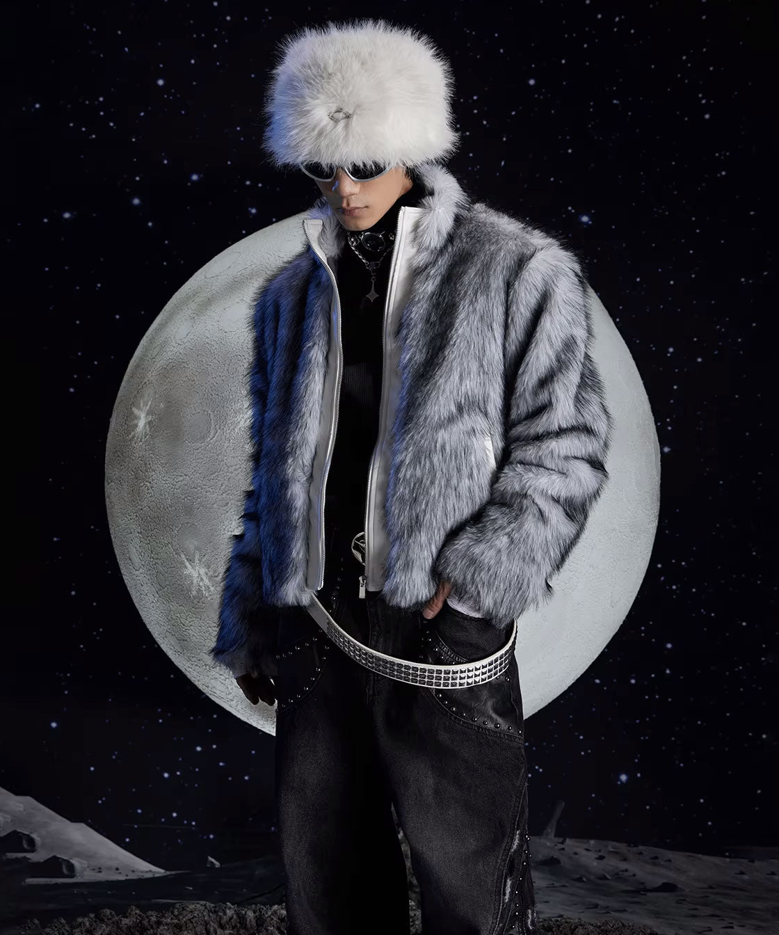 Grey fake fur jacket