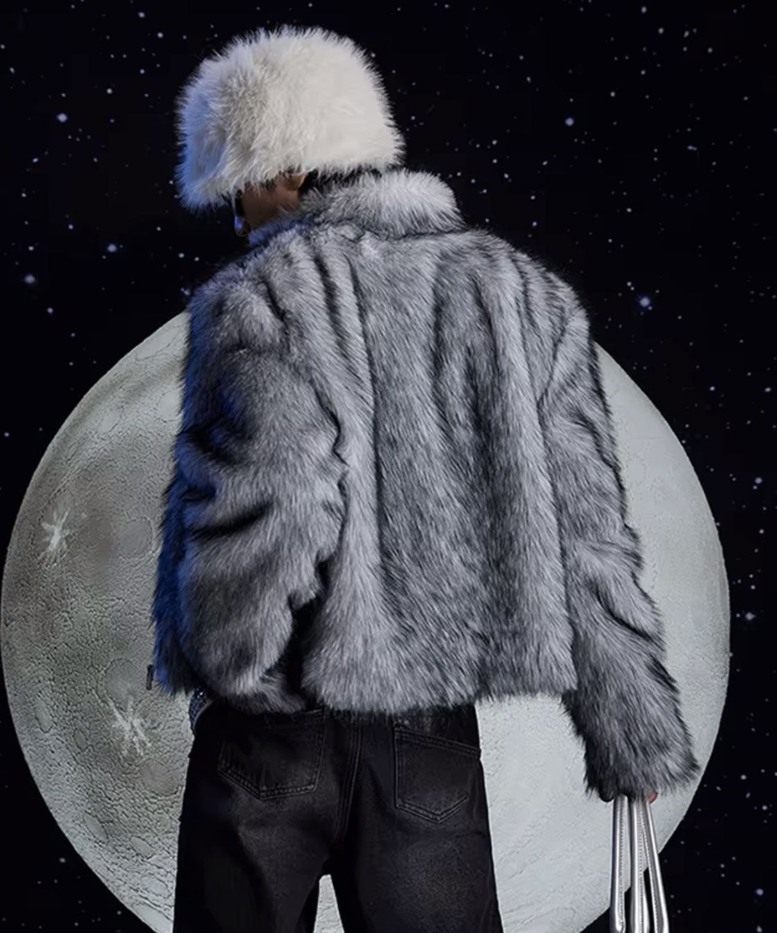 Grey fake fur jacket