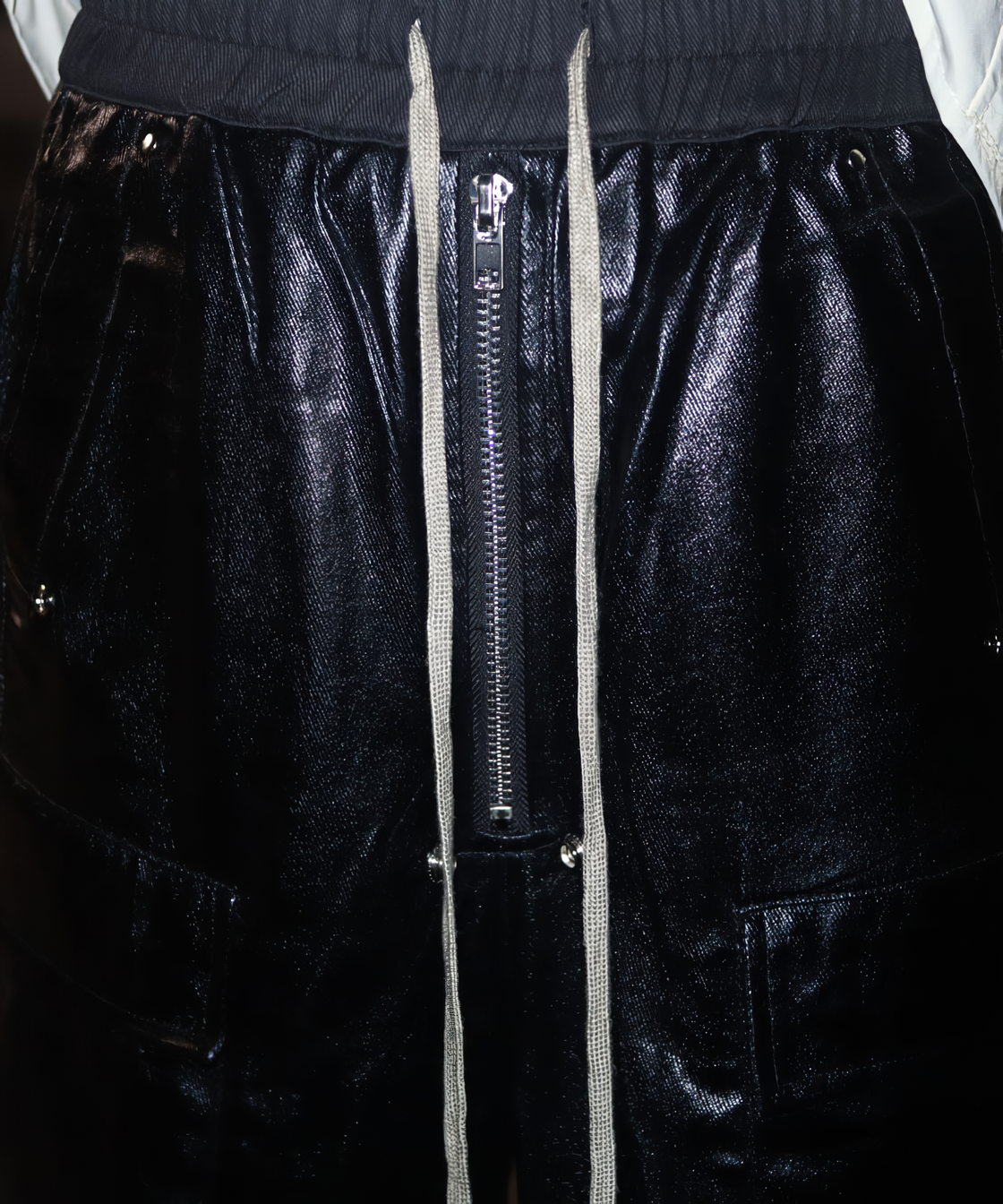 Fake leather wide cargo pants ver.2