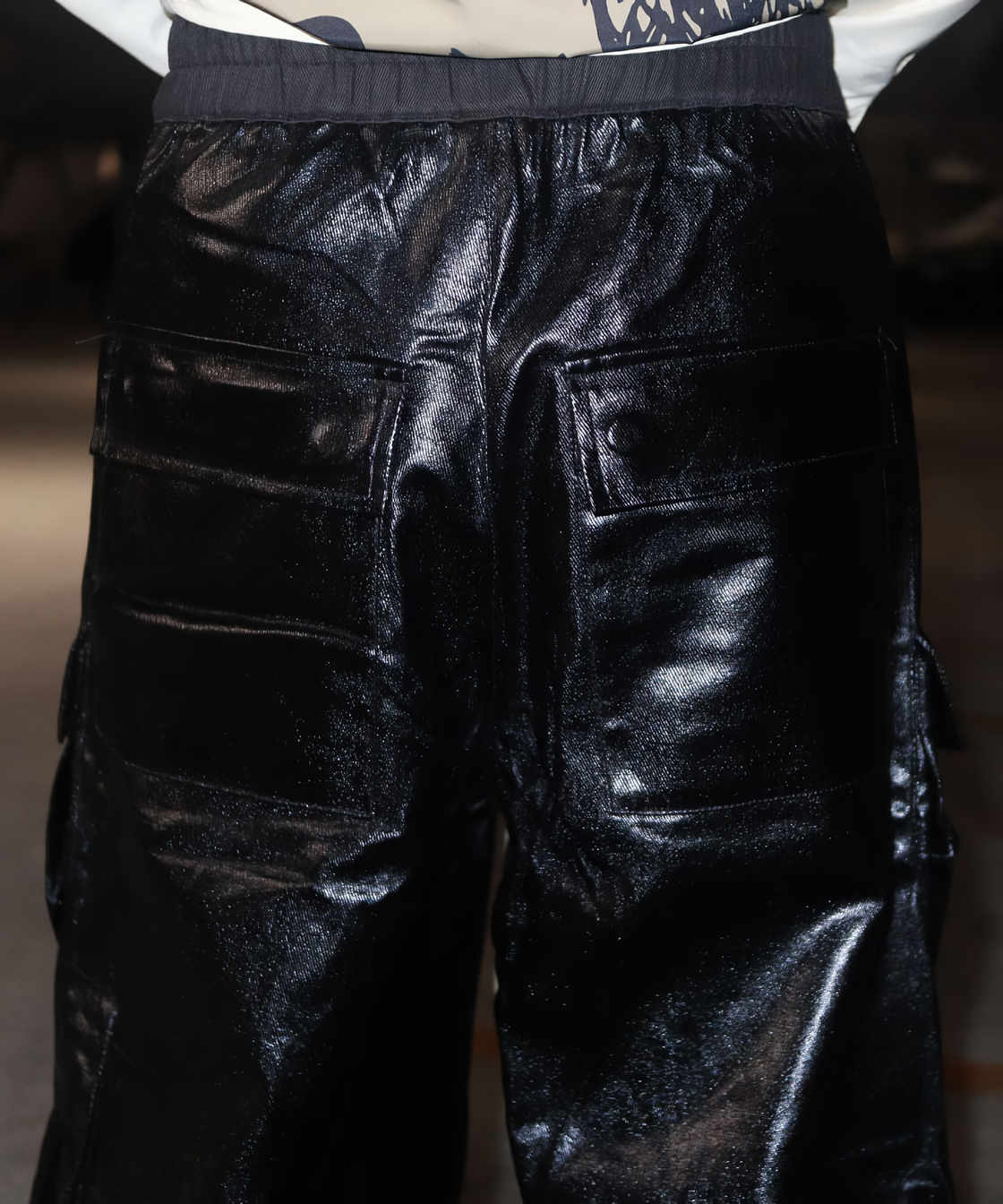 Fake leather wide cargo pants ver.2