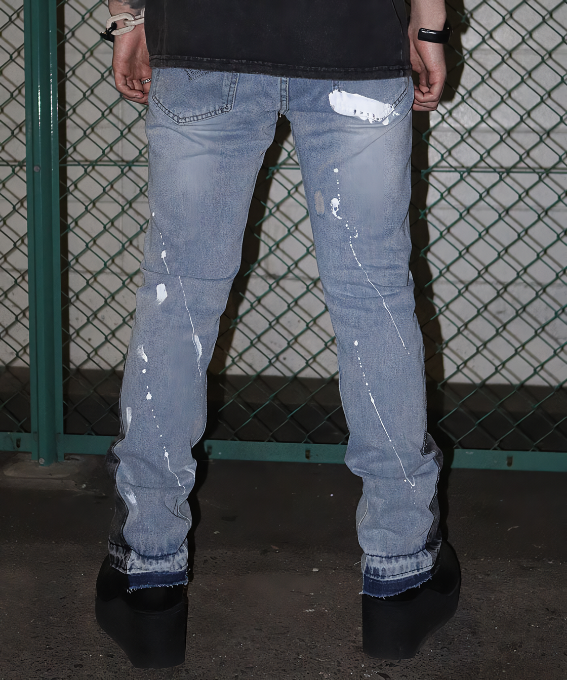 Paint design crushe denim pants