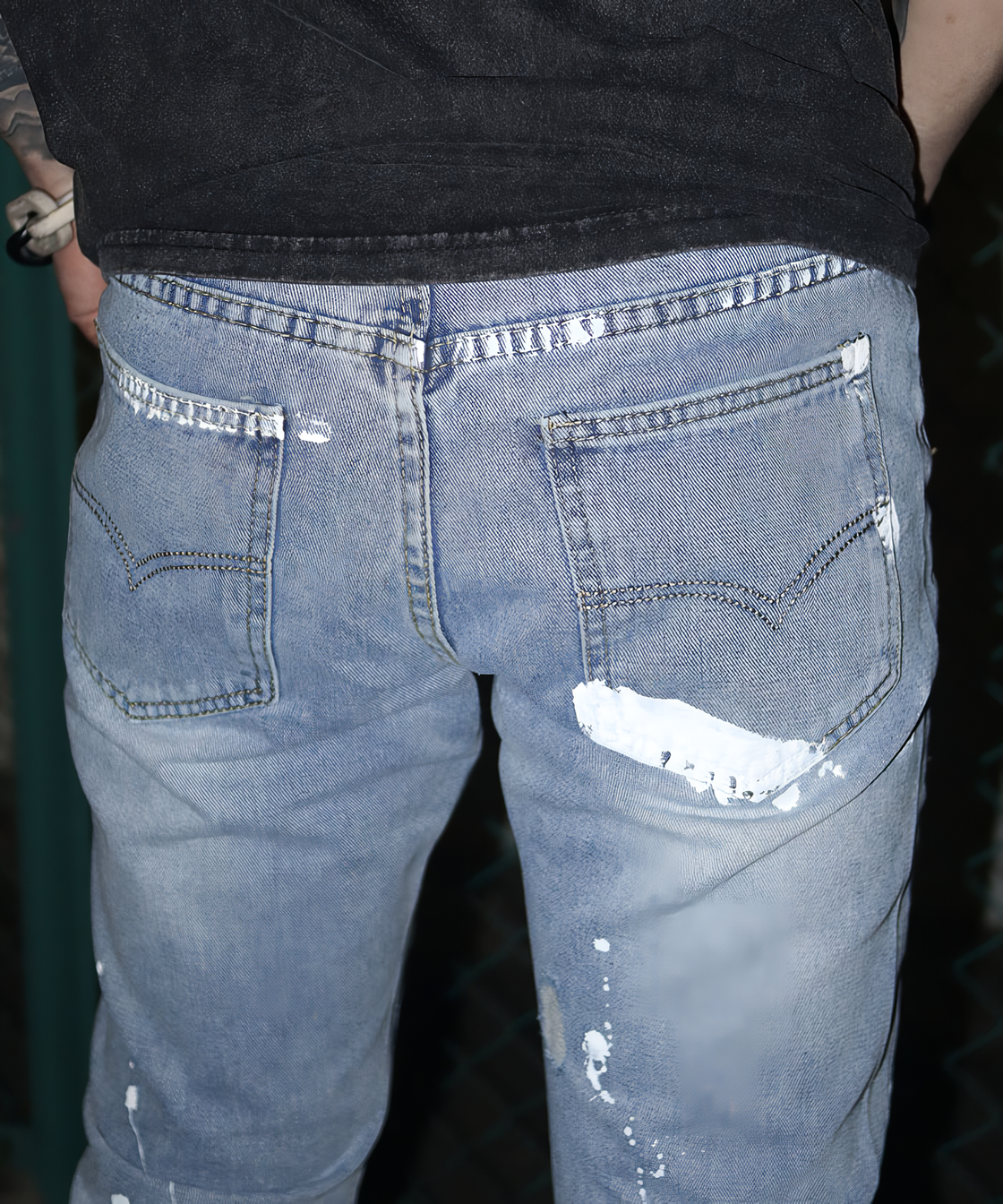 Paint design crushe denim pants