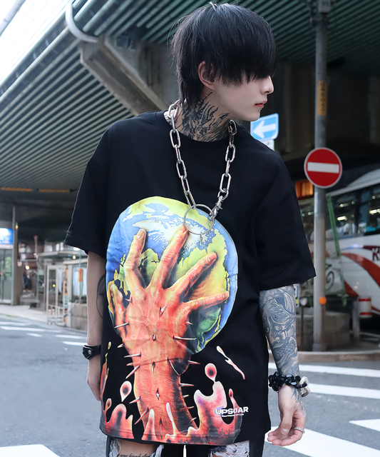 Hand print oversize TEE