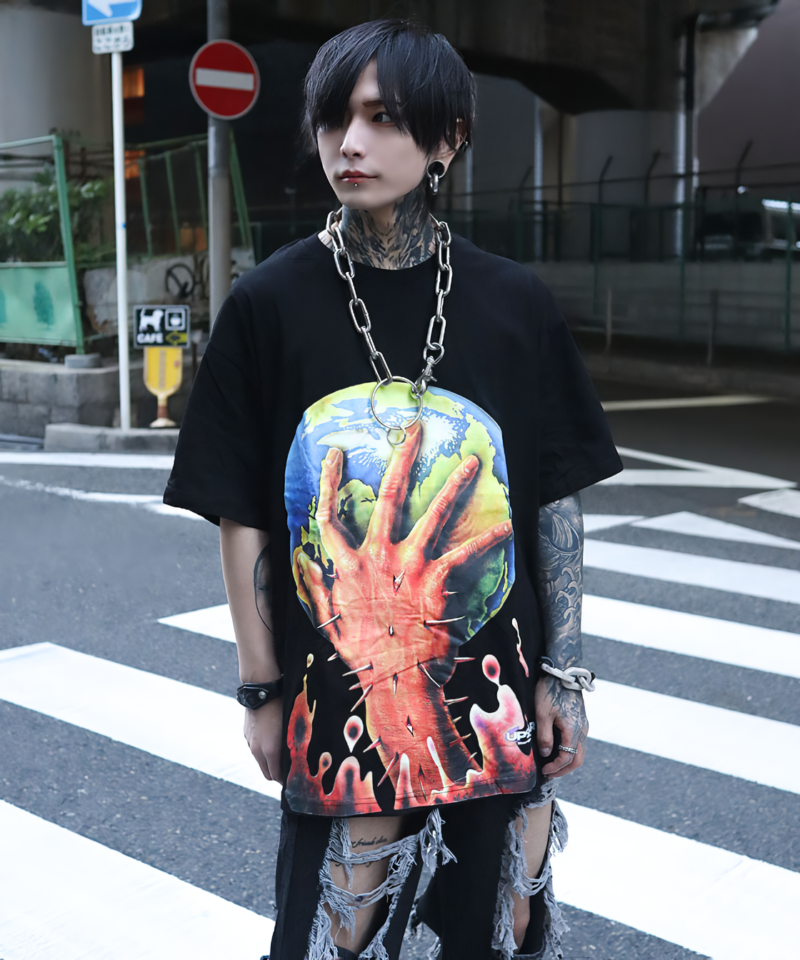 Hand print oversize TEE